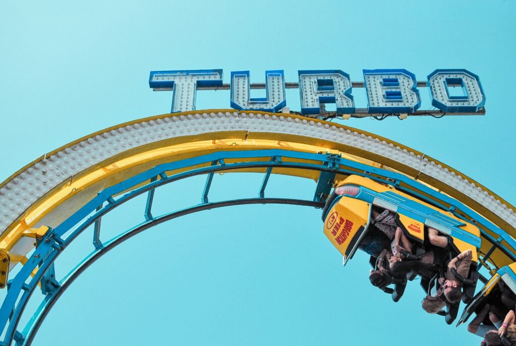 Photo by Viktor Forgacs of roller coaster riders on the TURBO ride in an article about using Pathos in persuasive fiction.